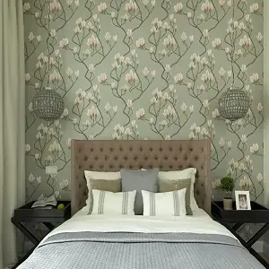 Cozy bedroom featuring a tufted headboard