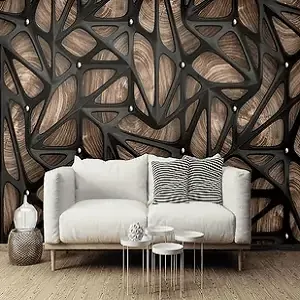 Modern living room featuring a white couch with striped pillows