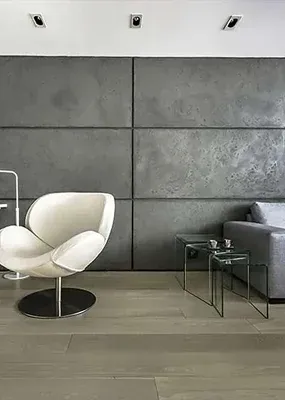a textured dark wall, creating a sleek, minimalist aesthetic